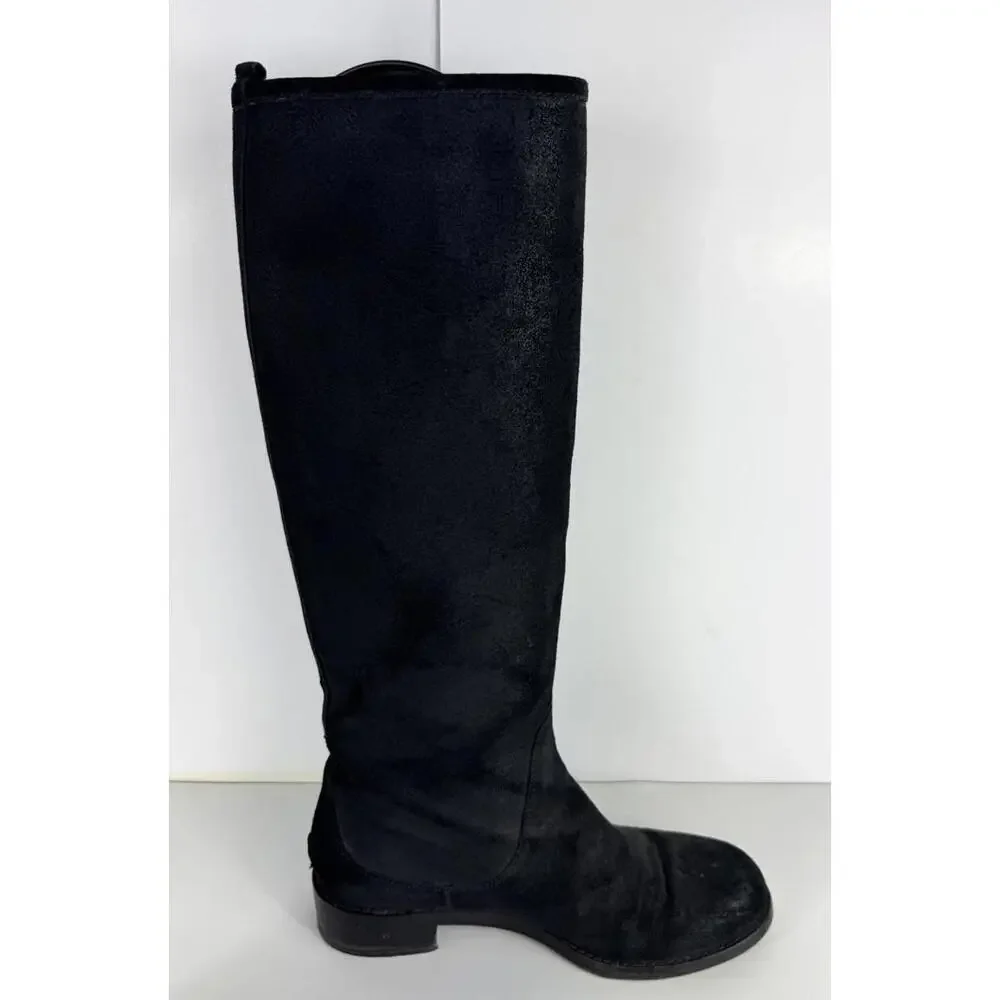 Jimmy Choo Doreen Rugged Suede Knee High Zipper Detail Boots Black 39.5/9.5